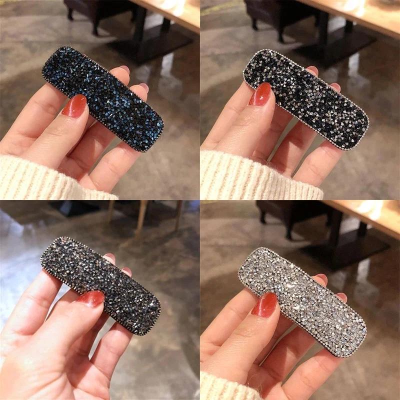 4PCS Cute Hairpin Bangs Clip Side Clip Headdress Bb Clip Shiny Hairpin Full Drill Word Clip Hair Top Clip Student Hairpin