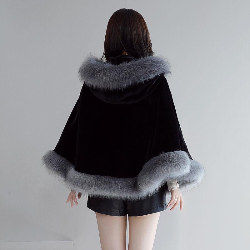 Plush Fleece Jacket Female Water Lamb Wool Short Slim Slimming Fur Shawl Cloak Autumn and Winter Fashion