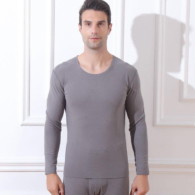 Fever Seamless Warm Long-sleeved T-shirt Men's Autumn and Winter Plus Velvet Padded Round Neck Bottoming Shirt Top