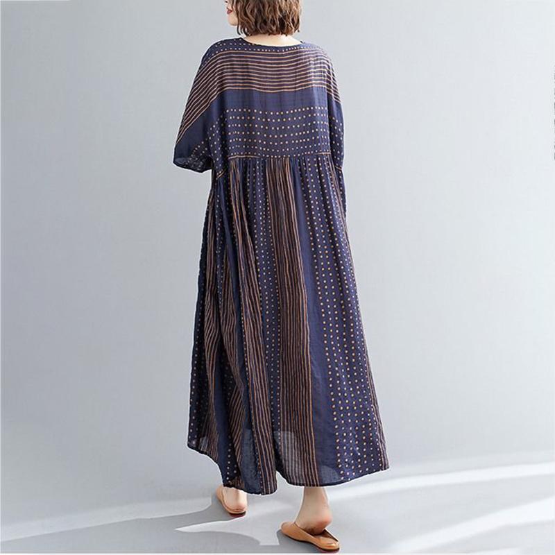 WTEMPO Women Plus Size Dress Summer Short Sleeve Round Neck Long Dress Casual Full Length