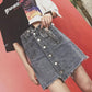 Pofulove Plus Size Women High Waist Irregular Denim Skirts Hip Skirt Anti-light Thin A-line Skirt