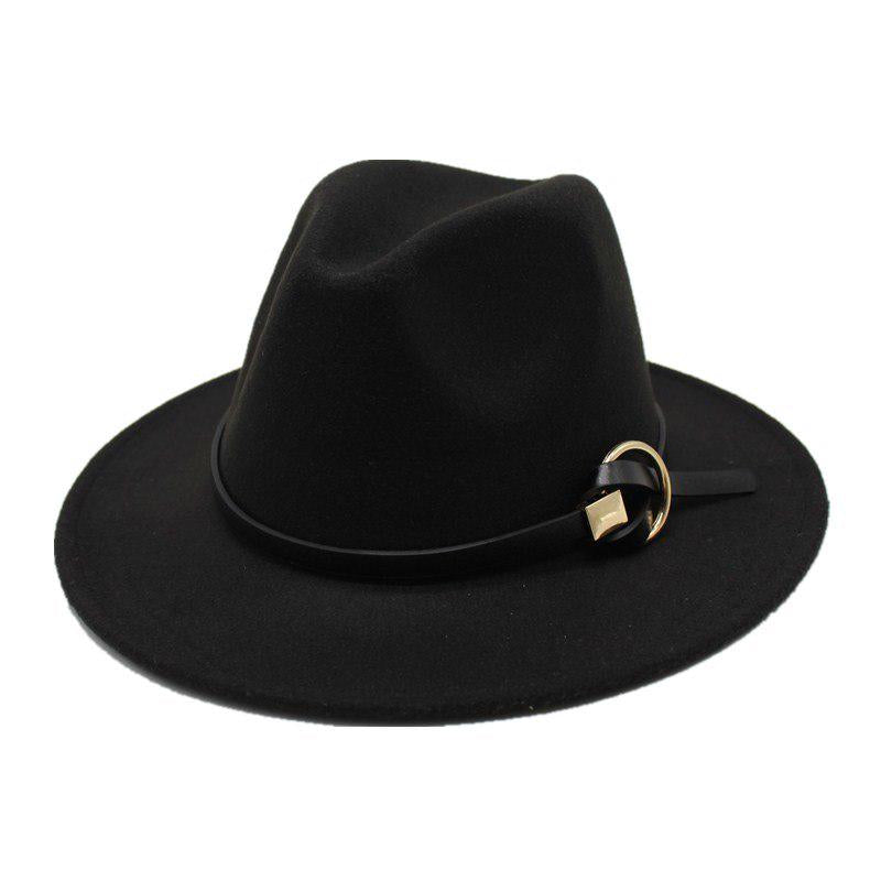 Fedoras Hats for Women Men Felt Metal belt Trilby Hats Wide Brim Adjustable Fedora Jazz Hat Cap