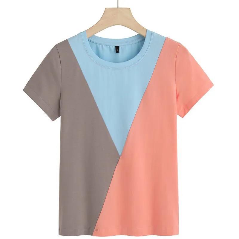Large Size Top Women's Summer Loose Short Round Neck Simple Short Sleeve T-shirt