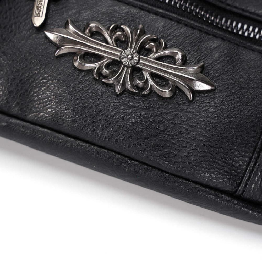 Waist Bag Men's Waterproof with Headphone Hole Rivet Crossbody Outdoor Sports Hip Hop Shoulder Bag