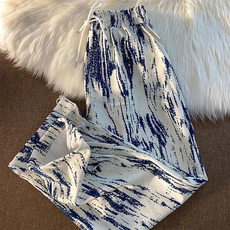 Tie-dye Gradient Drape Casual Pants Straight Wide-leg Summer Thin Style Wild Loose-fitting Harlanwei Pants Tide