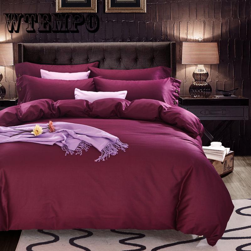 4Pcs Solid Color Bedding Set Duvet Cover Cushion Sets Linen Bed Sheet Bed Sets Include