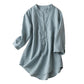 Cotton Stand Collar Shirt Women's Spring and Summer Cotton Linen Three-quarter Sleeves Simple Loose Large Size Casual Blouses