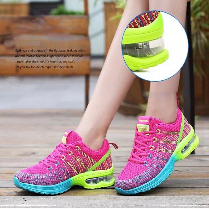 Women Walking Shoes Running Mesh Shoes Fashion Platform Slip-On Sneaker Air Cushion Gym Modern Dance Shoes