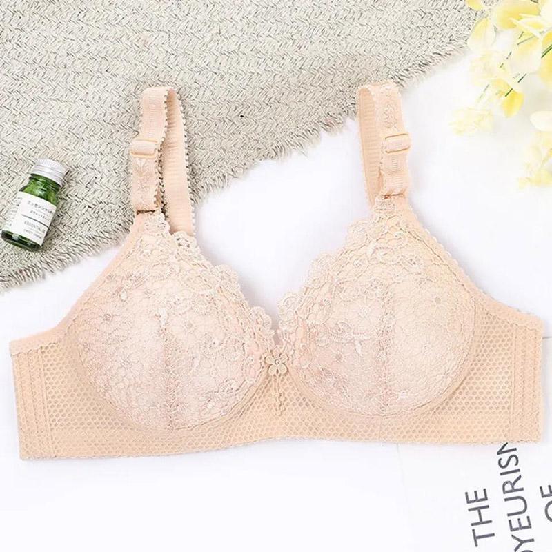 Ladies Underwear Lace Beautiful Back No Steel Rings Gathering and Receiving Side Milk Breathable Skin-Friendly Comfortable Bra