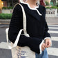 Fashion Flared Sleeve Top Autumn and Winter Short Coat Irregular Wave Edge Sweater