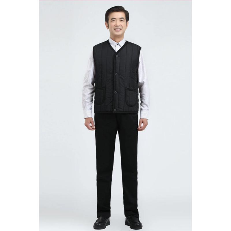 Winter Men's Casual Plus Velvet Pants Suit Solid Warm Vest Loose Large Size Casual Male Extra Thick Warm Cotton High Waist Straight Trousers Set