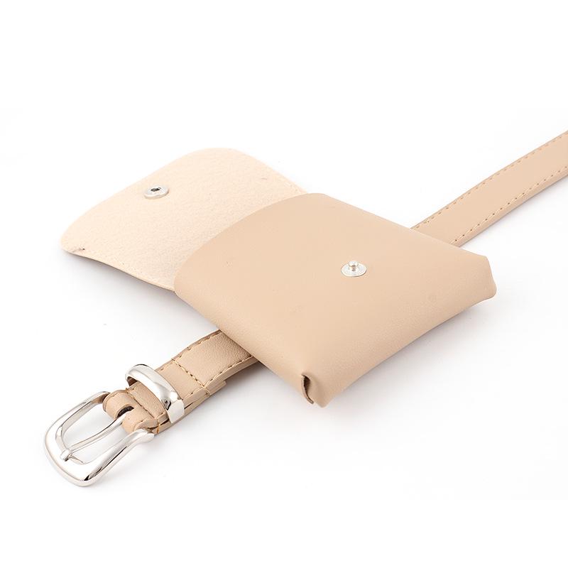 Belt Women Grainy Faux Leather Waist Belt Buckle Waistband with A Small Bag Adjustable