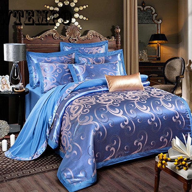 Luxury Bedding Set Embroidery Bed Linens Satin Bed Sheet Jacquard Bedclothes Bed cover