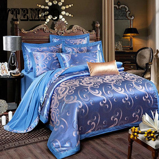 Luxury Bedding Set Embroidery Bed Linens Satin Bed Sheet Jacquard Bedclothes Bed cover