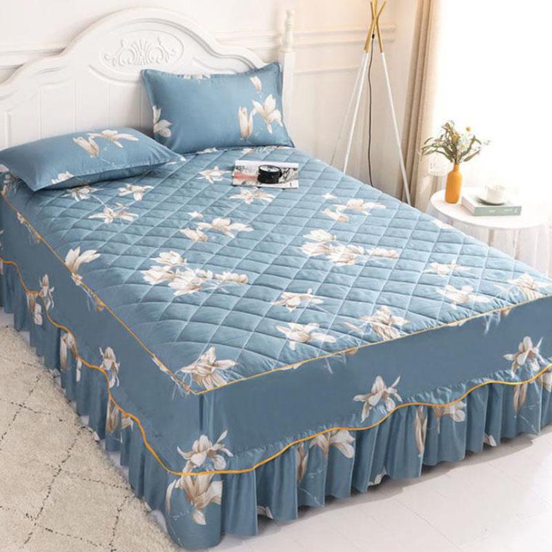 3pcs/set Cotton Thickened Korean Bed Skirt Does Not Fade Washable Bed Sheets Large Simmons Protective Cover