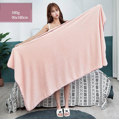 The Thickened Coral Fleece Bath Towel for Household Use Is Softer Than Pure Cotton Water-absorbing Quick-drying and Non-linting Fabric Soft