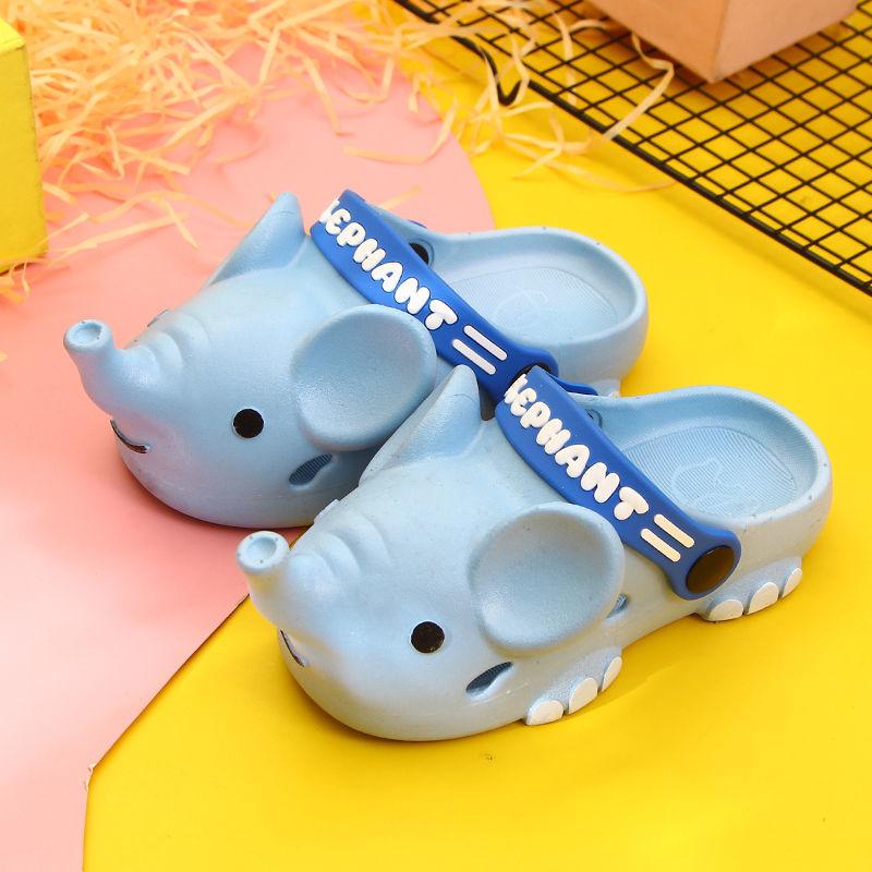 Kids Slippers Summer Boys Girls Soft Sole Flat Anti-slip Casual Elephant Slippers Household Shower Casual Versatile Beach Deformation Slippers