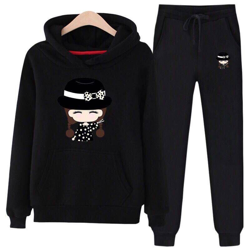 Set Large Size Spring And Autumn Women's 2pcs Set Wild Long-sleeved Casual Sweatshirt