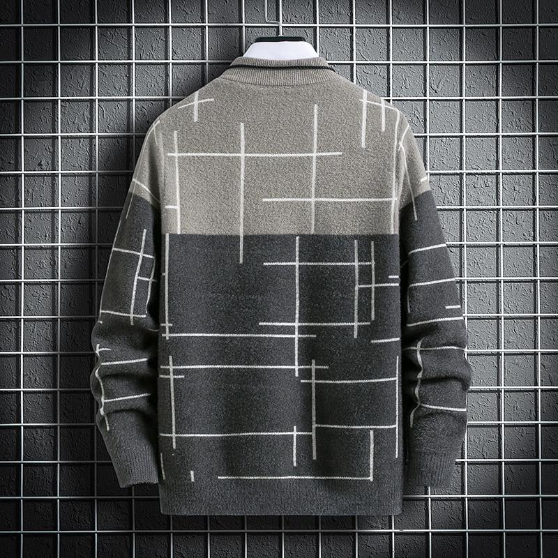 Warm Sweater Men Winter Knitted Pullover Casual Faux Mink Long Sleeve Thicken Harajuku Sweater