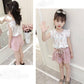2PCS Children Clothing Set Spring Summer Girls Suits Printing Dot Sleeveless Tops + Pants Clothing Set