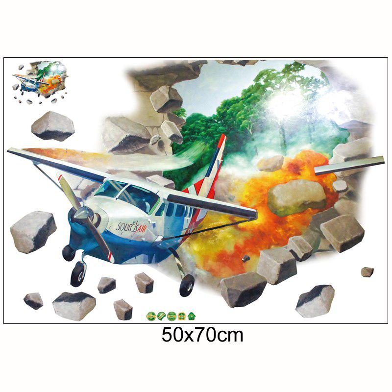 [Wall sticker ]3d Broken Wall Aircraft Children 'S Wall Stickers For Kids Rooms Bedroom Wall Decals