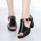 Fish Mouth Sandals Women's Spring and Summer New Roman Women's Thick Heels All-match Medium-heeled Women's Shoes Middle-aged Mother Shoes