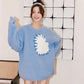 Blue Love Sweater Women's Autumn and Loose Slouchy Winter High-level Sense of White Thickened Sweater