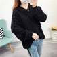 V-neck Bottoming Tattered Sweater Women Fall/winter Loose Knit Sweater Casual Fashion Top