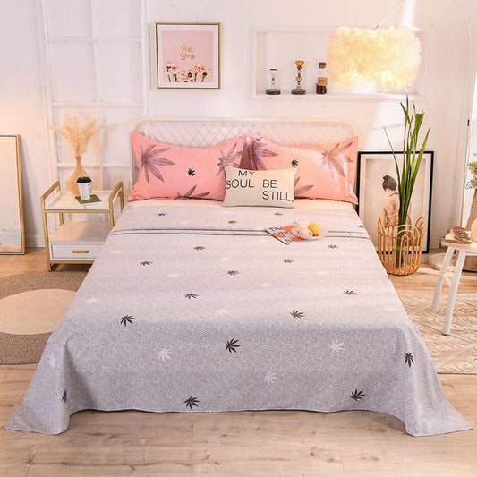 Four Seasons Universal Bedding Three-piece Set One-piece Sheet Two Pillowcase Cotton Sheet Sweat-absorbent, Breathable and Washable