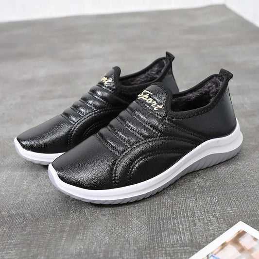 Cotton Shoes Women Winter Plus Suede Leather Waterproof Non-slip Leather Shoes Rubber Sole Pedal Warm Cotton Boots