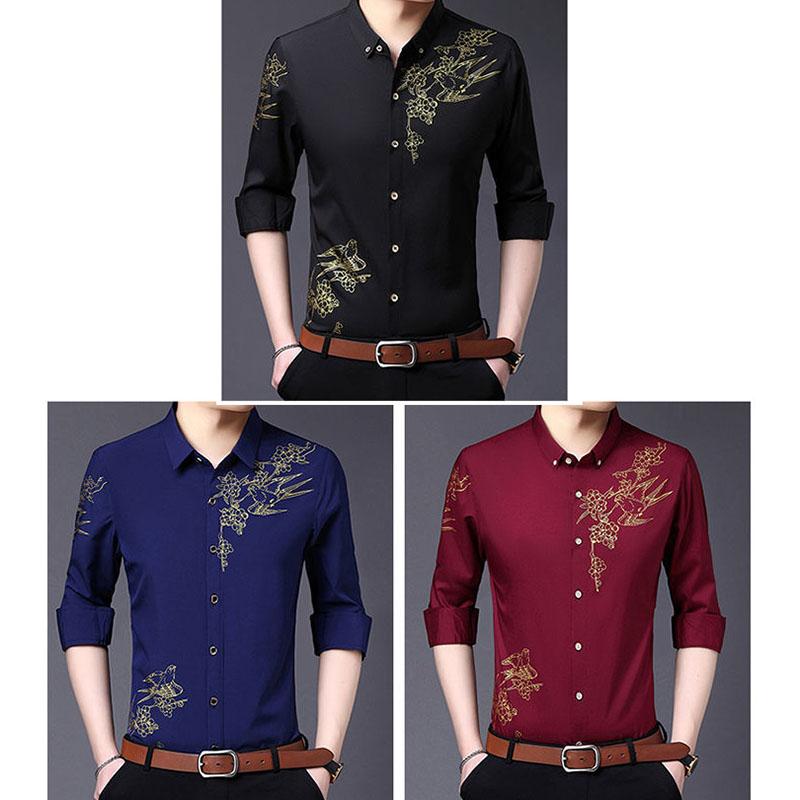 Men's Slim Shirt Korean Fashion Trend Shirt Casual Business British Hair Stylist Clothes