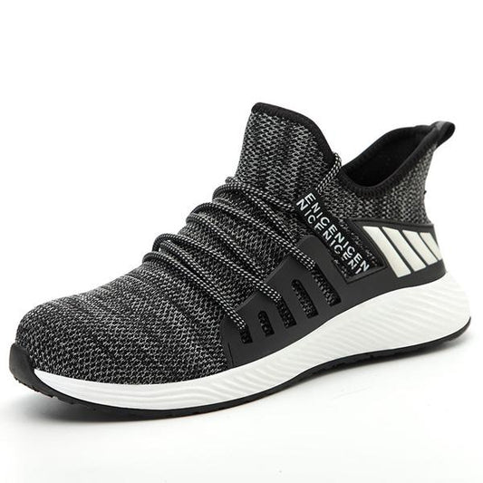 Men Safety Steel Toe Shoes Mens Air Mesh Puncture-Proof Boots Lightweight Breathable Work Sneakers