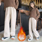 Girls' Cashmere Pants Autumn and Winter Children's One-piece Cashmere Straight Pants Middle and Large Children's Loose Outer Wide Leg Pants