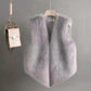 Faux Fur Waistcoat Women's Short Imitation Rex Rabbit Fur Waistcoat Slim and Thin Fur Vest Waistcoat Keeps Warm and Comfortable