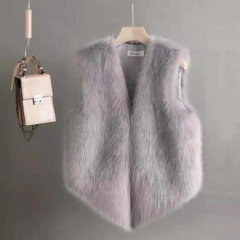 Faux Fur Waistcoat Women's Short Imitation Rex Rabbit Fur Waistcoat Slim and Thin Fur Vest Waistcoat Keeps Warm and Comfortable