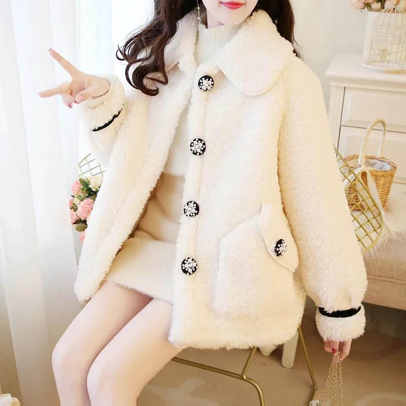 Winter Small Fragrant Wind and Fur One-piece Lamb Wool Coat Women's All-match Coat