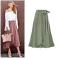 Bow Tie Irregular Large Hem Skirt Women's Large Size High Waist Slit Skirt Solid Color Slim A-line Skirt