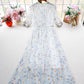 Female Vintage High Waist Super Fairy Holiday Dress Elegant Slim Chiffon Floral Print Lined Dress