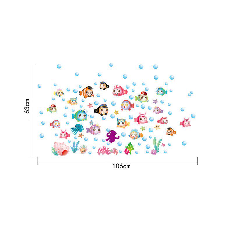 [Wall sticker ]2 Style Cartoon Bubble Fish Wall Stickers For Kids Rooms Baby Bathroom Home Decoratio