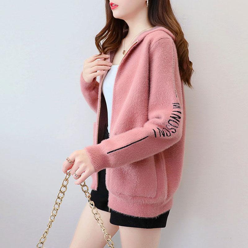 Ink Fleece Jacket Women Autumn and Winter Clothes Zipper Sweater Women Knitted Cardigan Women Loose Top