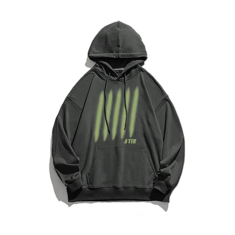 Personality Scratch Printing Winter Warm Long-sleeved Hooded Sweater Loose and Versatile Couple Jacket Men