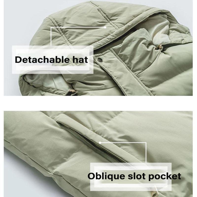 Winter Mid-length Down Jacket Ladies Korean Fashion Thick Warm Hooded Jacket