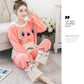 Genuine Flannel Autumn and Winter Women's Pajamas Plus Velvet Thick Coral Fleece Suit Large Size Warm Home Service