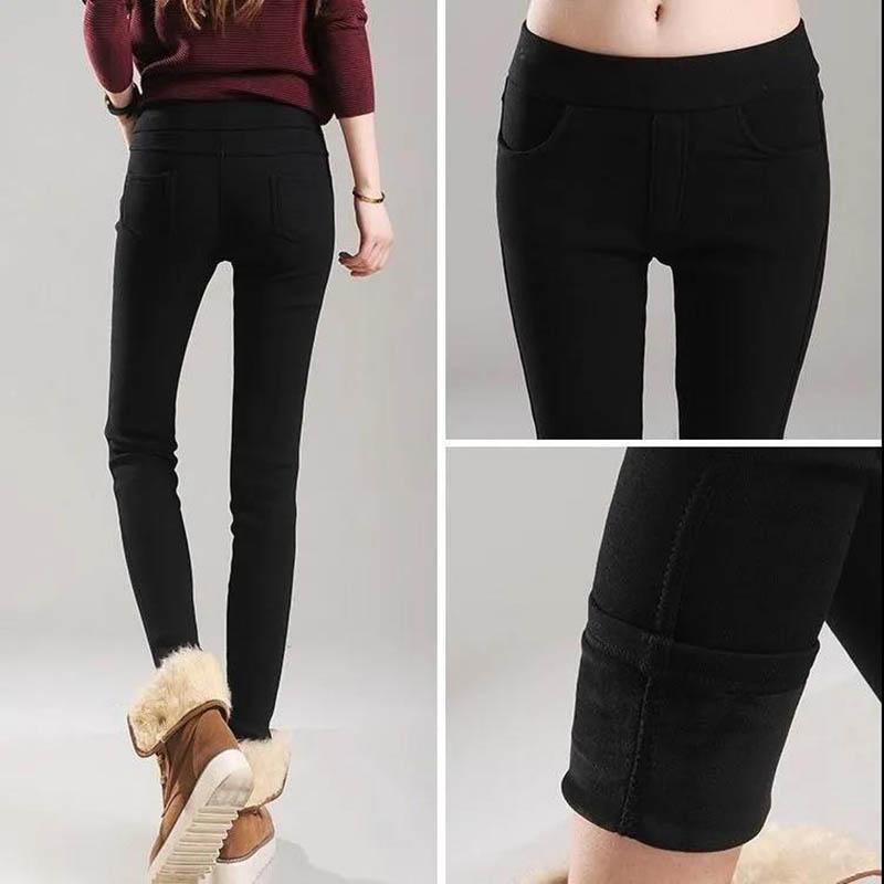 Women's Leggings In Winter Plus Velvet Thickening High Waist Thin Stretchy Warm White Feet Pants Pencil Long Pants