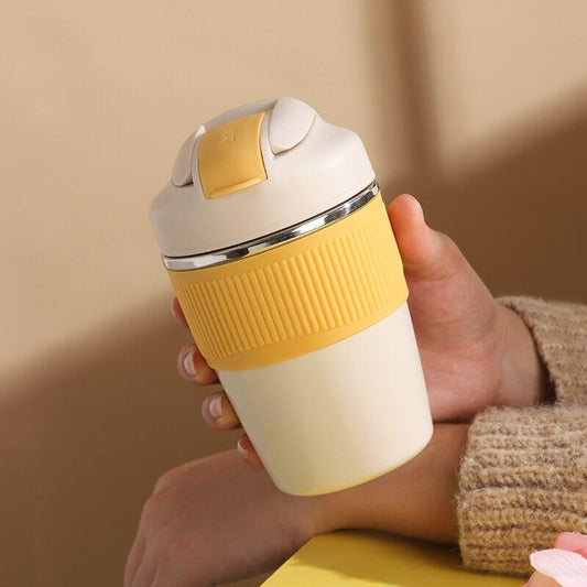 Stainless Steel Thermos Cup Vacuum Coffee Flask Portable Children Water Bottle Thermos Milk Mug 500ML Straw Kid Gift Drinkware