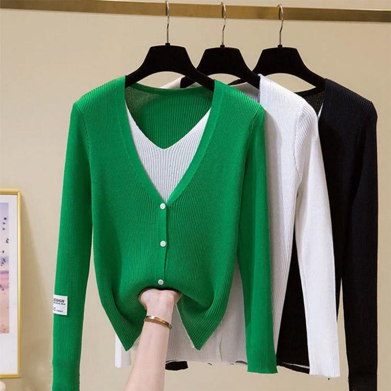 V-neck Bottoming Shirt Coat Slimming Cardigan Ladies Shirt Sweater
