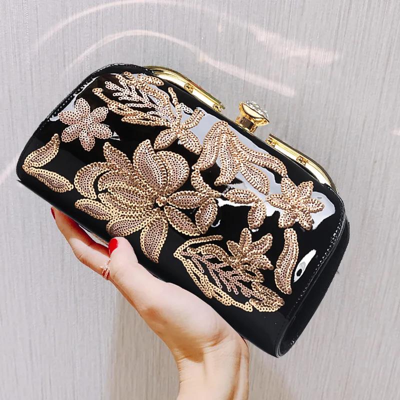 Women's sequins Clutch Bag Smooth Leathe Shoulder Bag Ladies Wedding Evening Banquet Bridal Rhinestones Clutch Purse Elegance Luxury