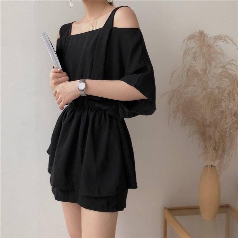 WTEMPO Solid Color M-XXXXL 2pcs Suit Spring Summer Women's Plus Size Boat Neck Loose Casual Two-piece Set