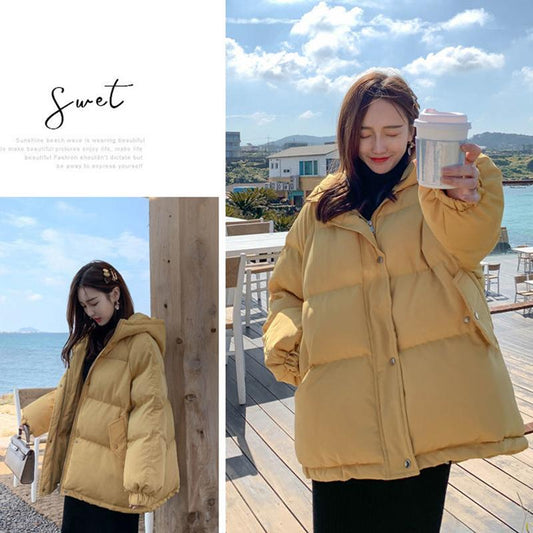 Winter Plus Size Women's Padded Jacket Solid Color Short Down Padded Jacket Thick and Warm Loose Jacket