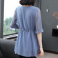 Women's Summer Mid-sleeve Mid-length Lace Shirt Round Neck Large Size Loose T-shirt
